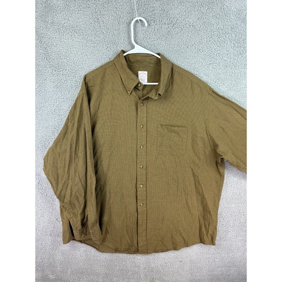 Brooks Brothers Shirt Mens 2XL XXL Tan Check Flannel Wool Blend Preppy